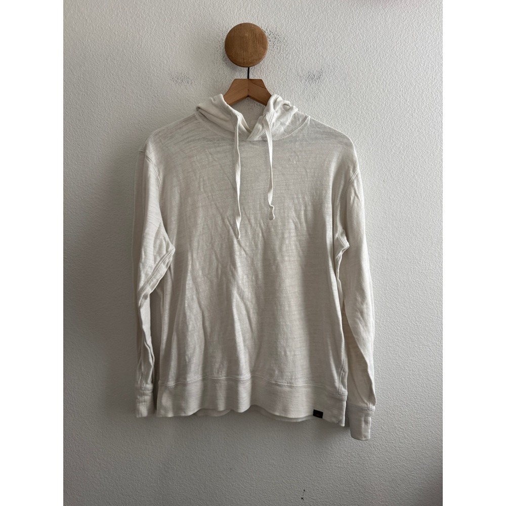 Faherty Mens White Organic Cotton Slub Knit Hoodie Size Medium